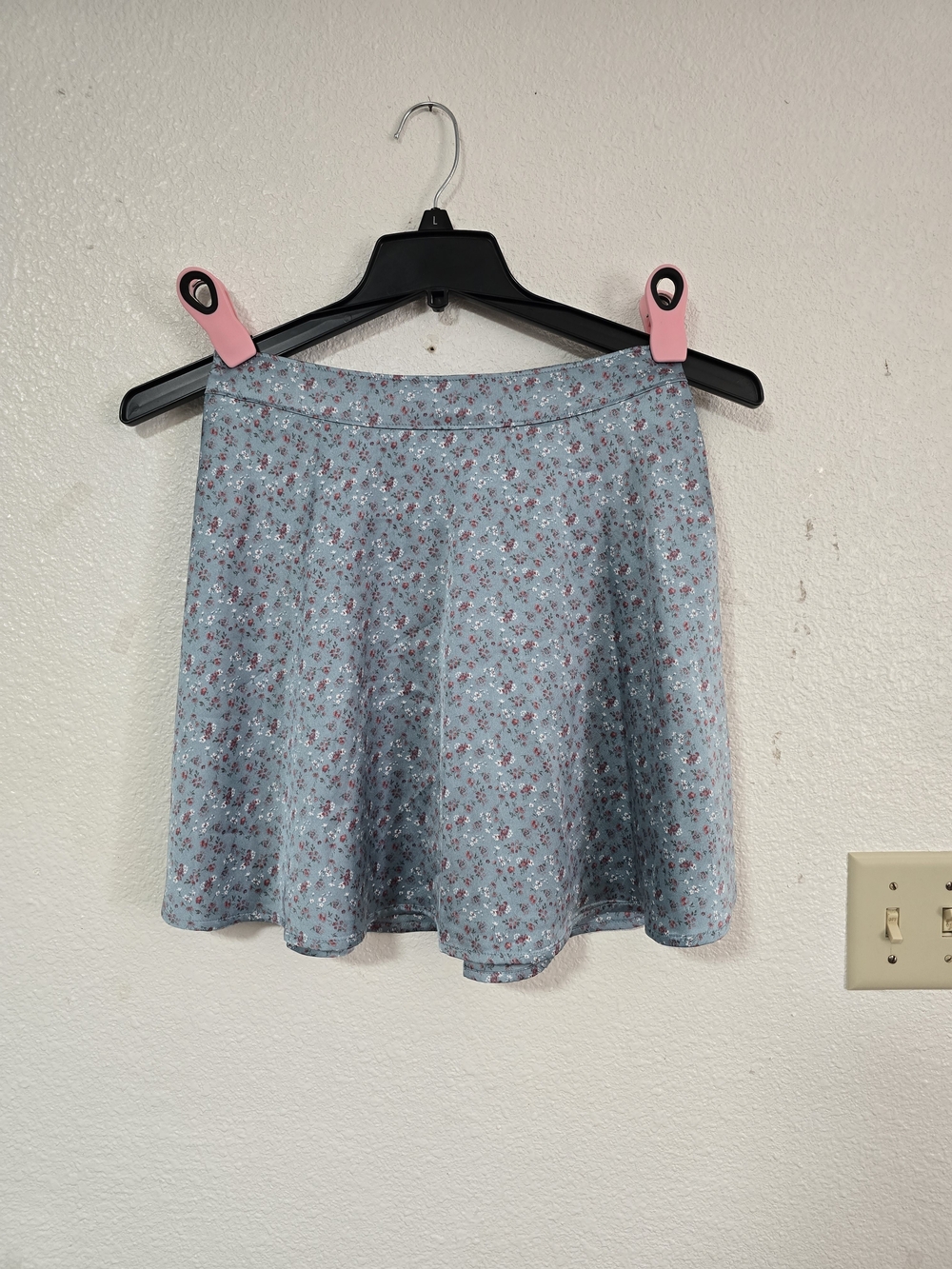 Hollister Light Blue Floral Skater Skirt
